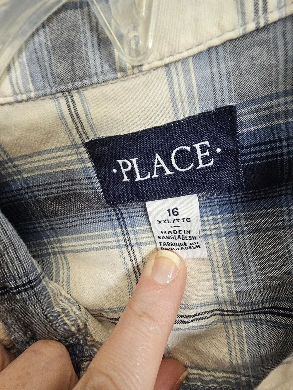 Children's place big boys 16 XXL plaid long sleeve snap button shirt kids boy